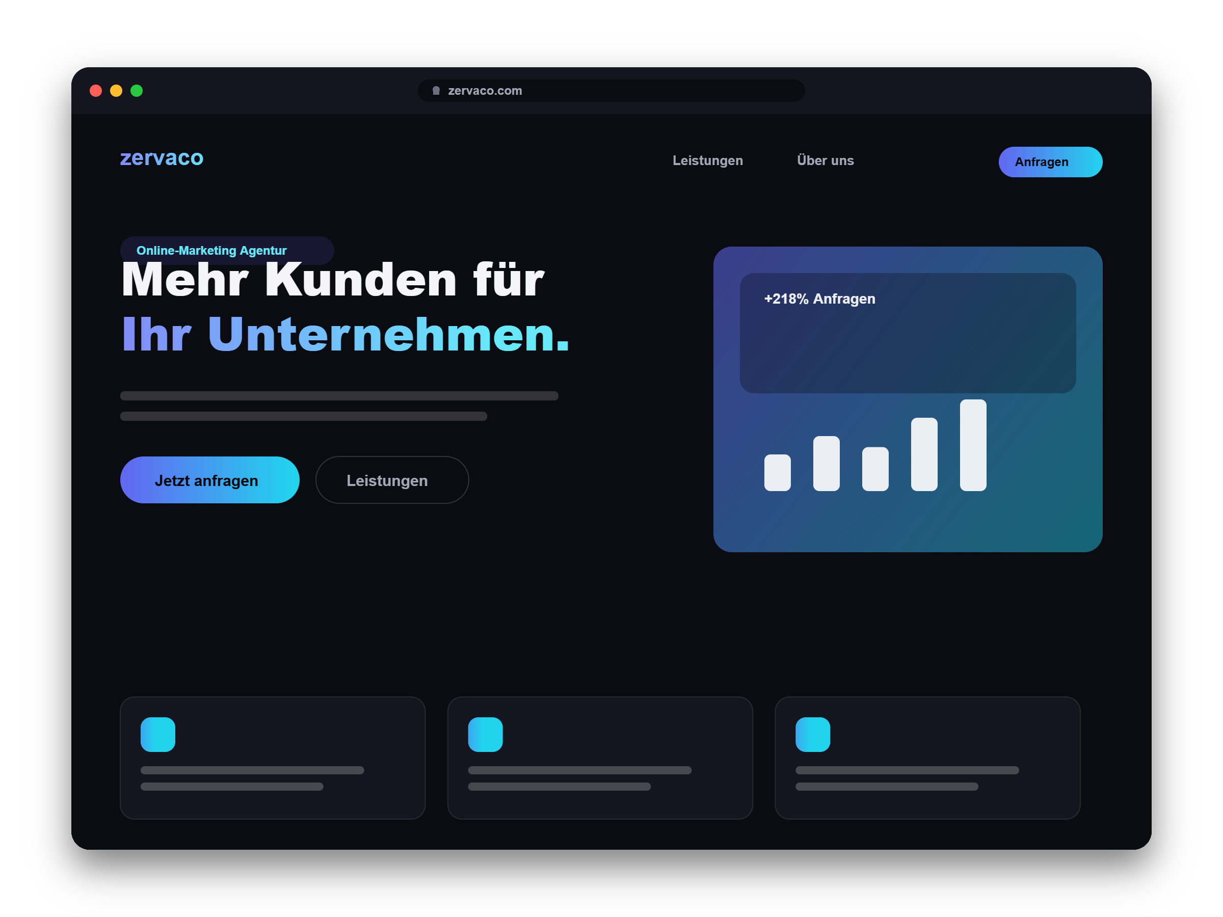 Beispiel einer modernen, conversion-optimierten Website von Zervaco